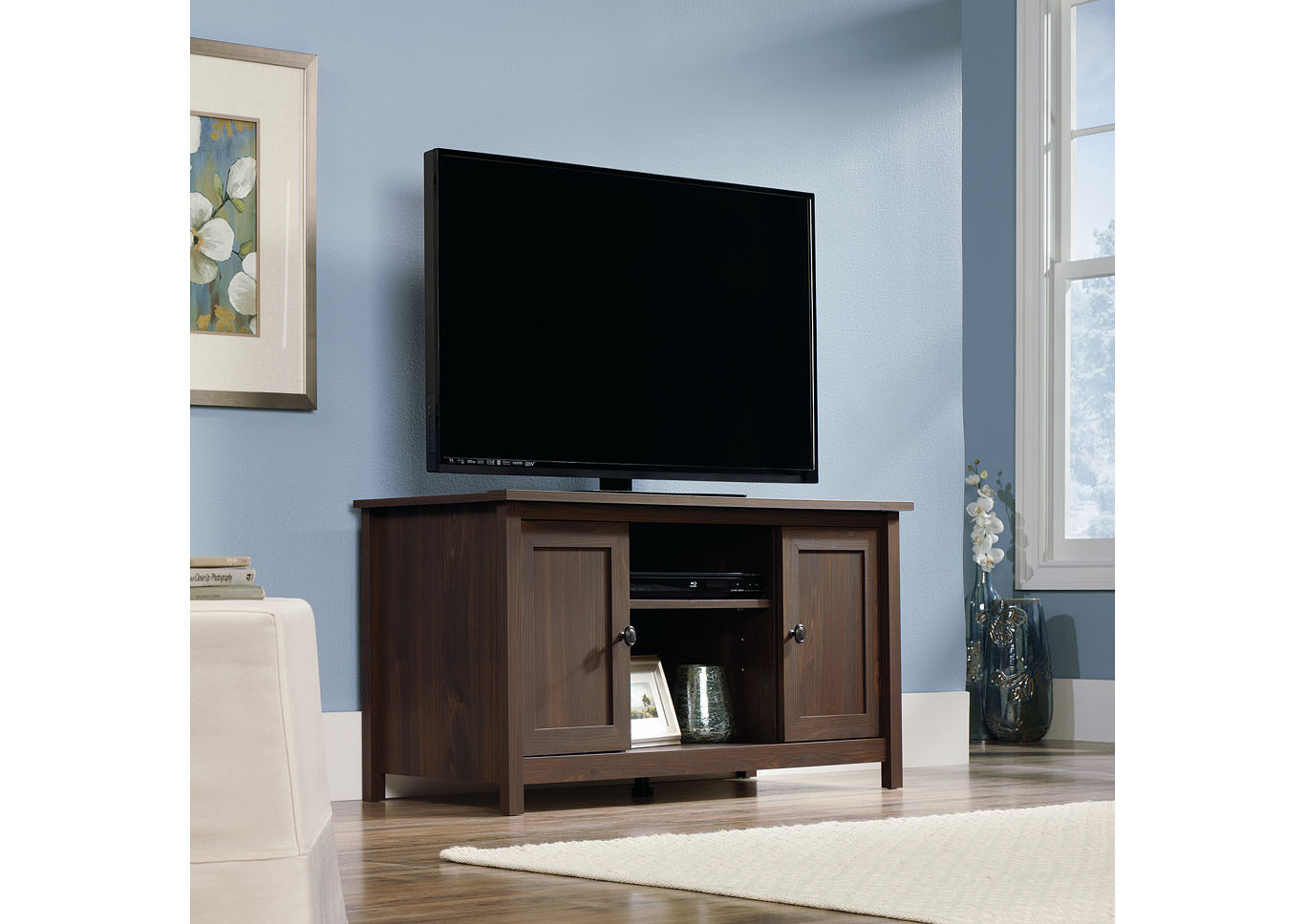 County Line Tv Stand Rum Walnut,Sauder